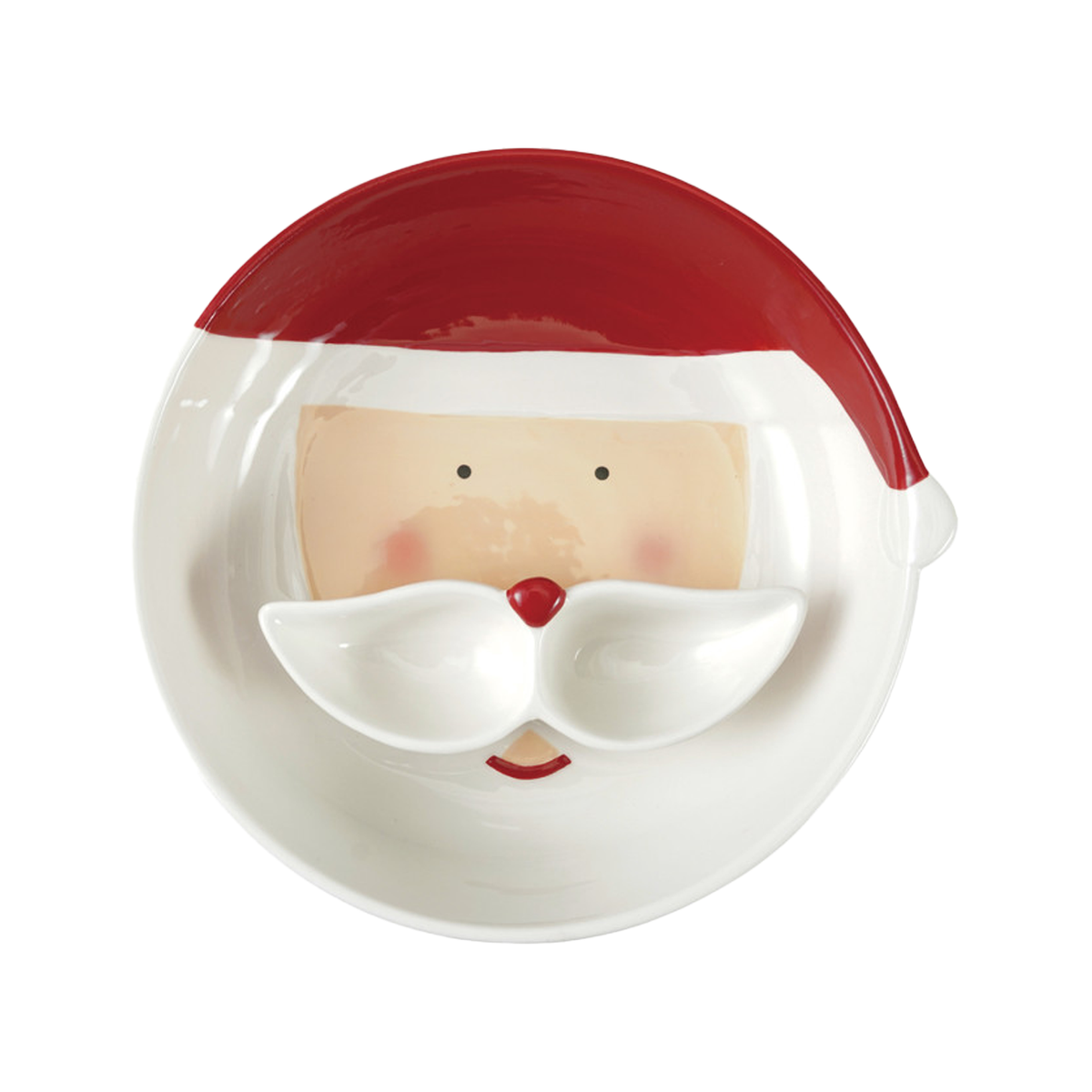 Santa Head Shaped Bowl & Mustache Ceramic Dish - Set of 2
