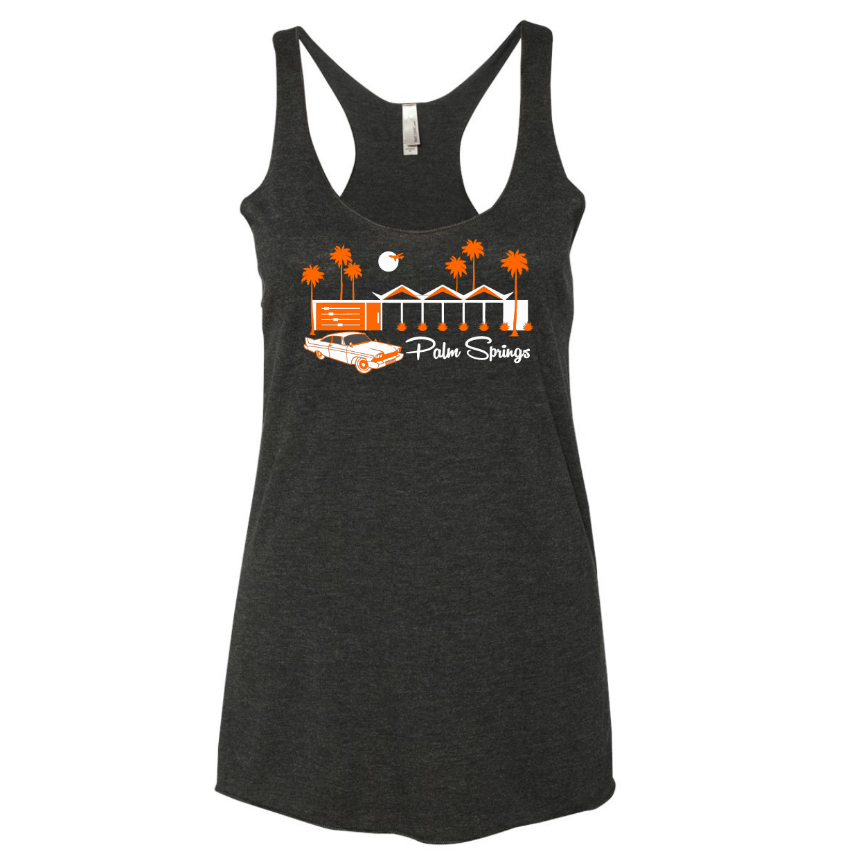 Zig Zag Unisex T-back Tank Top - Vintage Black/Orange - Just Fabulous Palm Springs