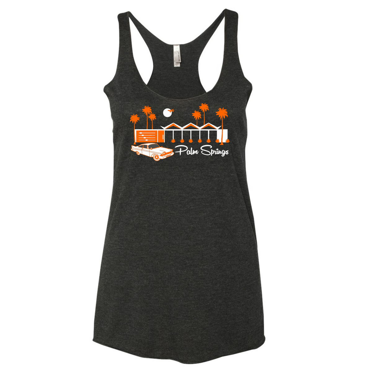 Zig Zag Unisex T-back Tank Top - Vintage Black/Orange - Just Fabulous Palm Springs
