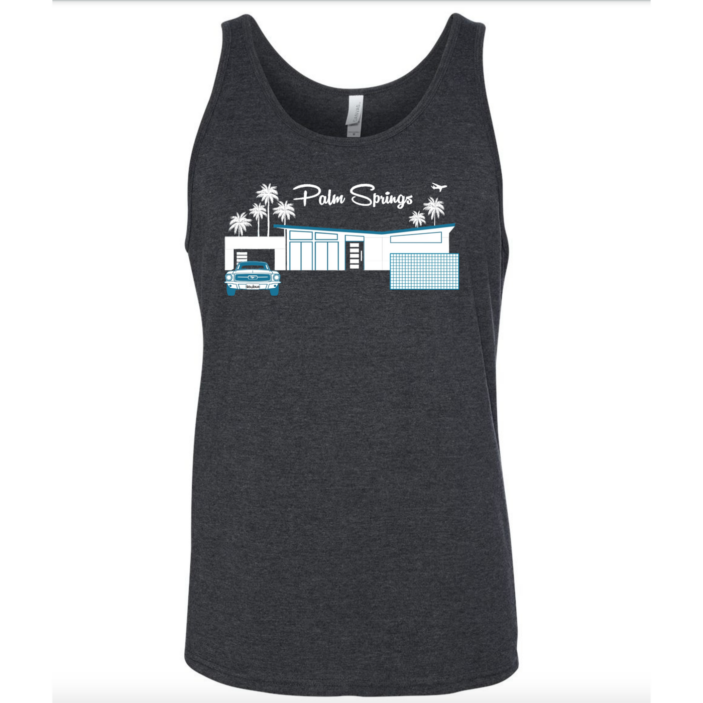 Twin Palms Unisex Tank Top - Charcoal/Teal