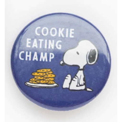 Peanuts® Button Pin - Cookie Eating Champ - Just Fabulous Palm Springs