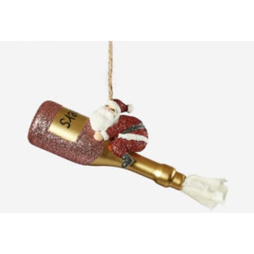 Cheers Santa Ornament - Champagne