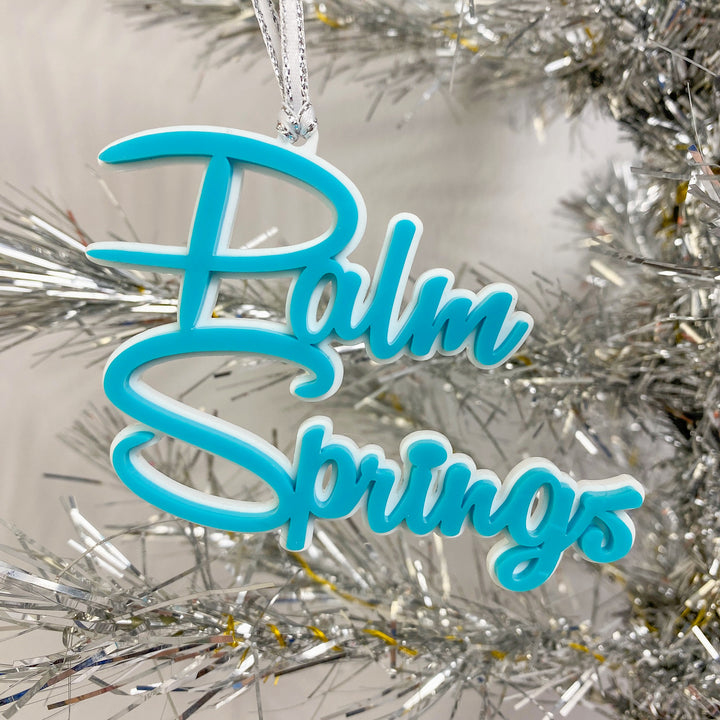 Palm Springs Script Ornament - Aqua
