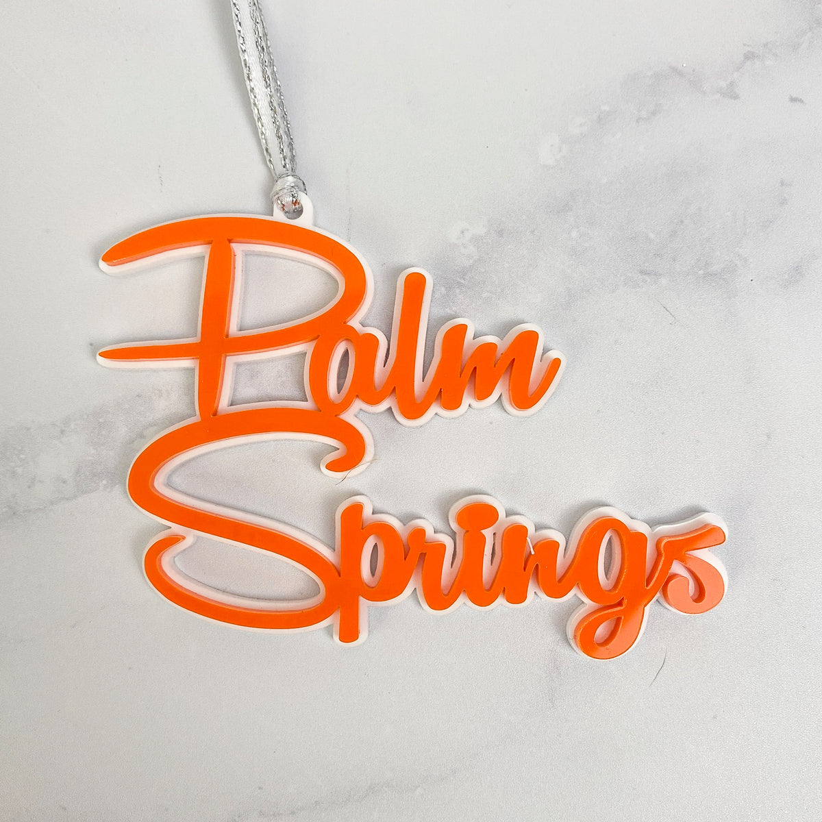 Palm Springs Script Ornament - Orange