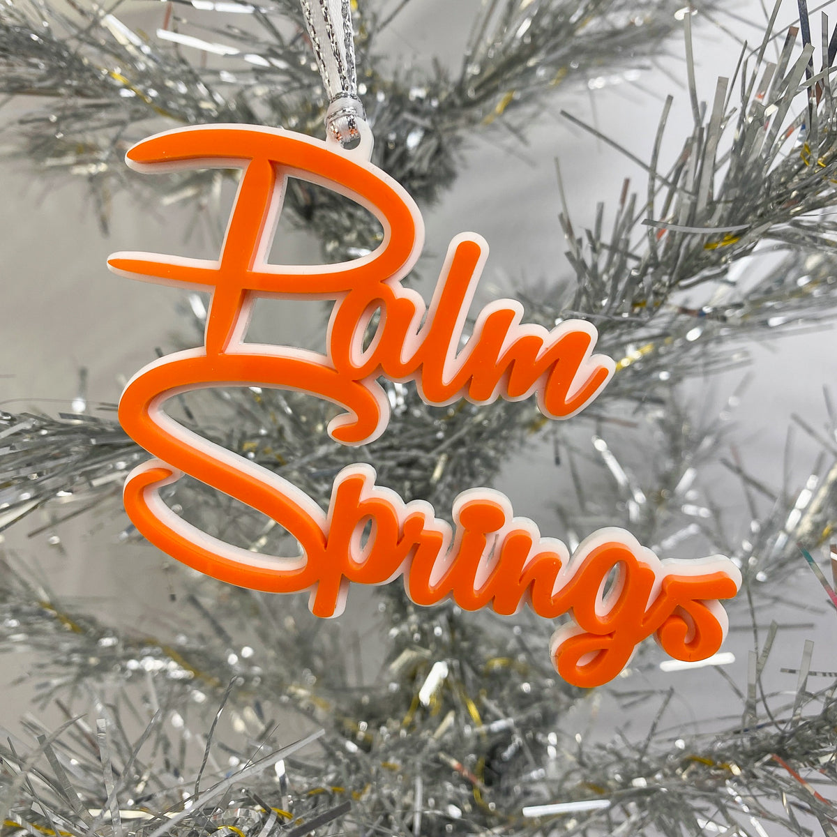 Palm Springs Script Ornament - Orange
