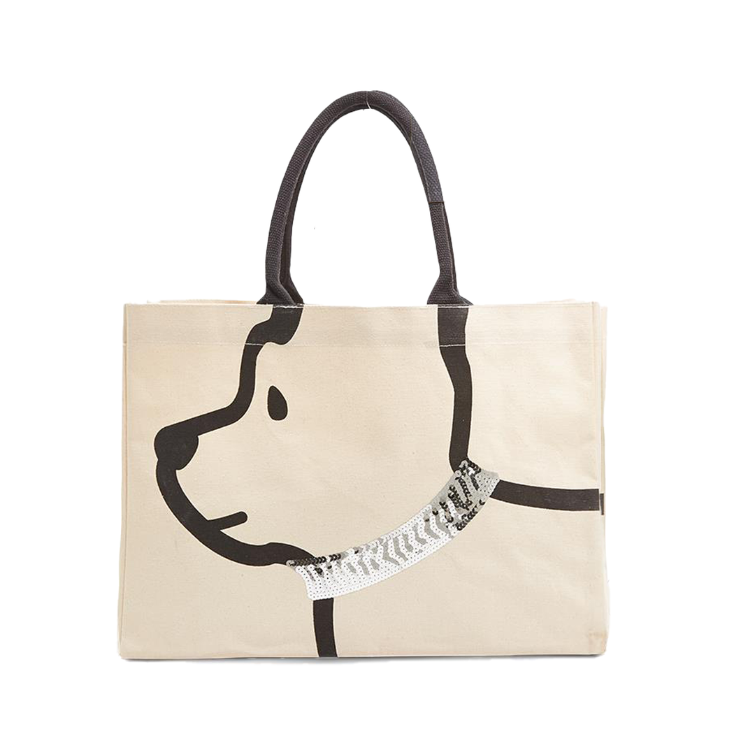 Dog Tote Bag - Silver Collar