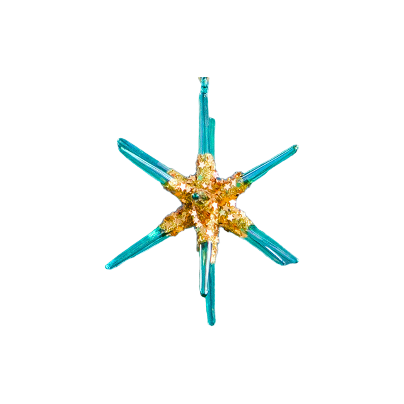 Large Sparkle Starburst Ornament - Teal