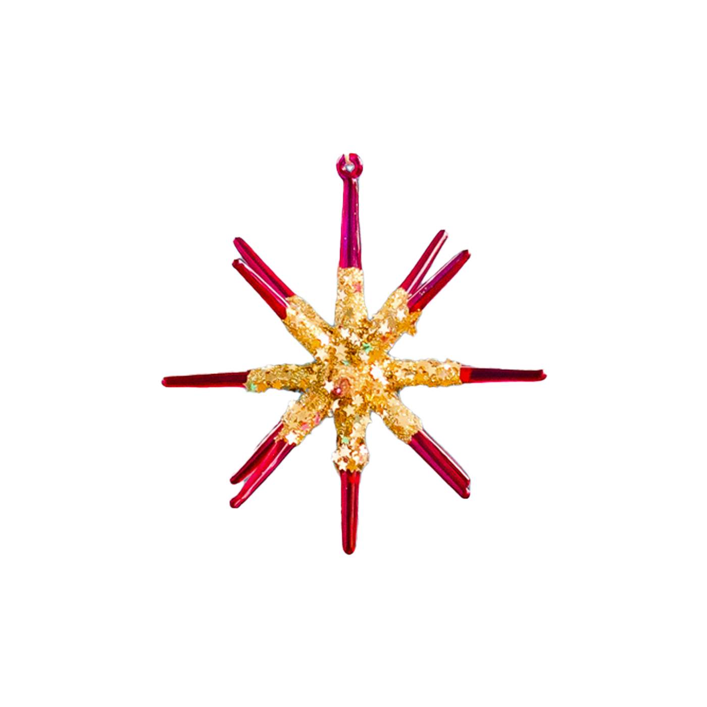 Large Sparkle Starburst Ornament - Red