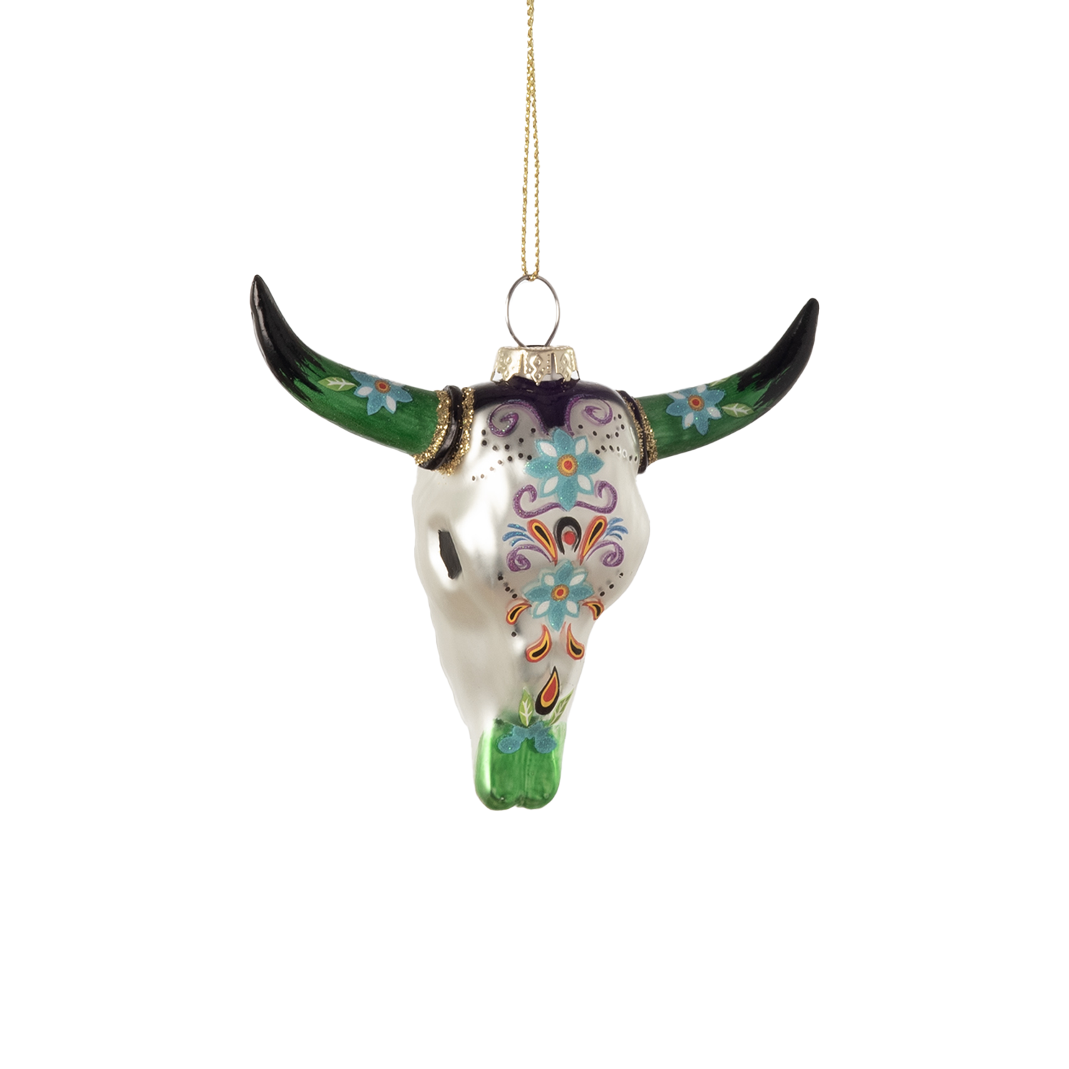 Steer Head Ornament - Green