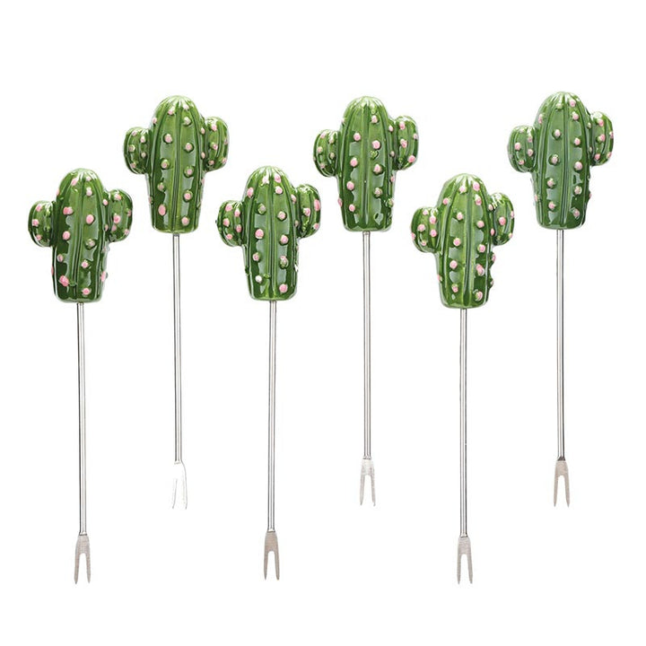 Ceramic Cactus Picks - Set of 6