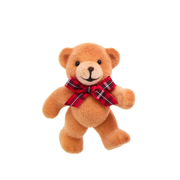 Bear With Plaid Bow Ornament - Tan Standing