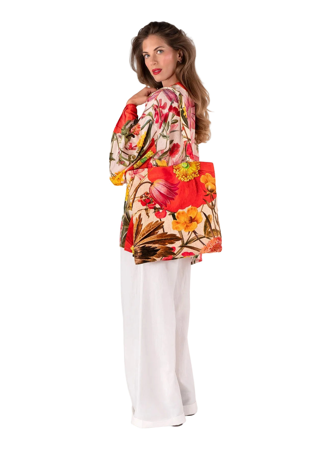 Velvet Tote Bag - Fine Flowers In Cream