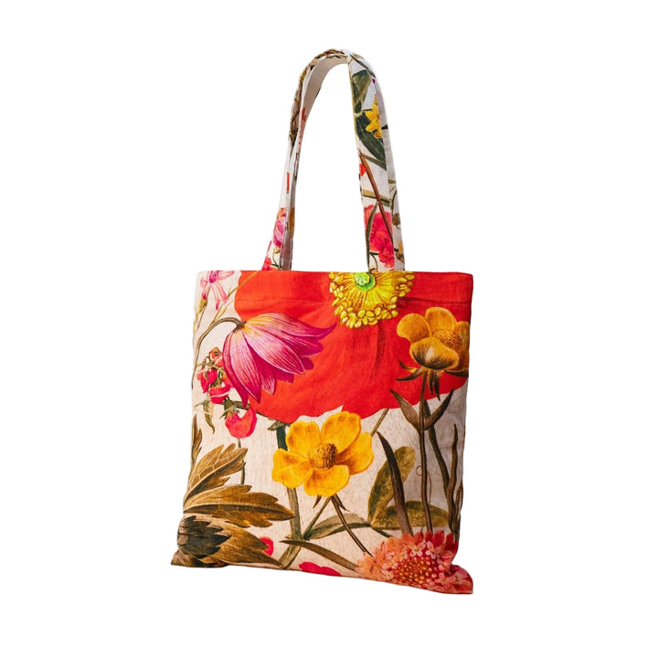 Velvet Tote Bag - Fine Flowers In Cream