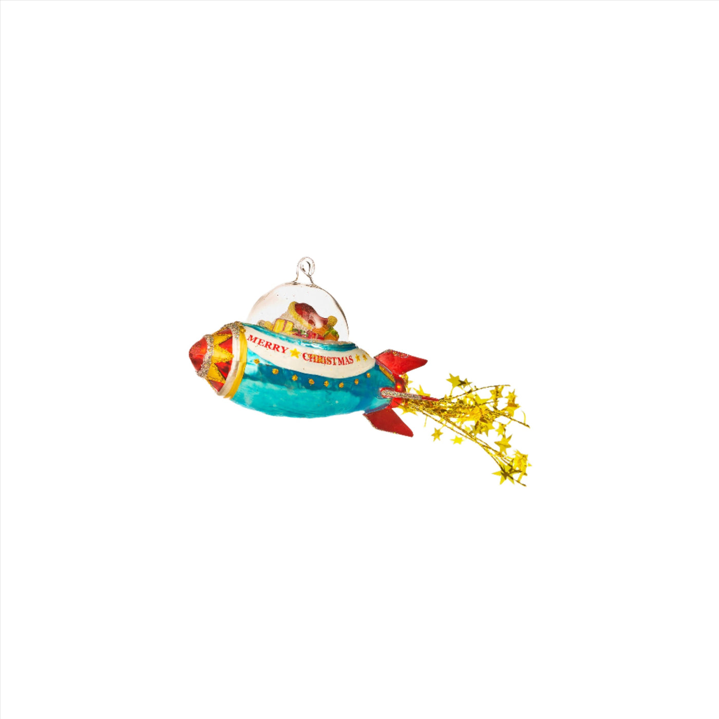 Rocket Santa Glass Ornament - Just Fabulous Palm Springs