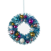 Tinsel Wreath Ornament - Blue