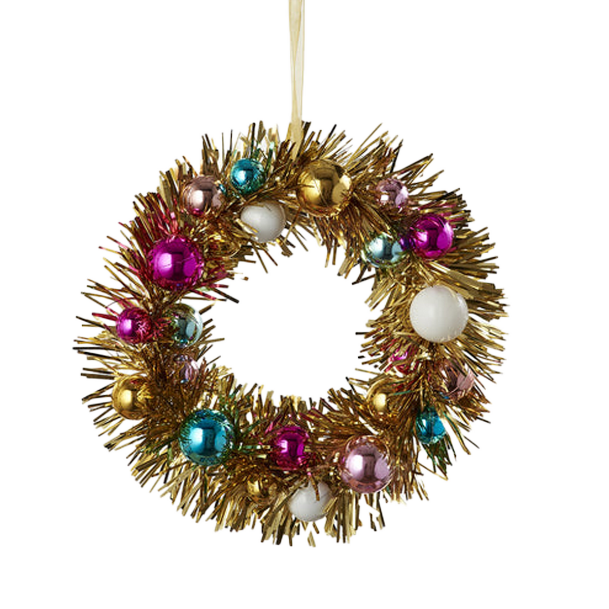 Tinsel Wreath Ornament - Gold