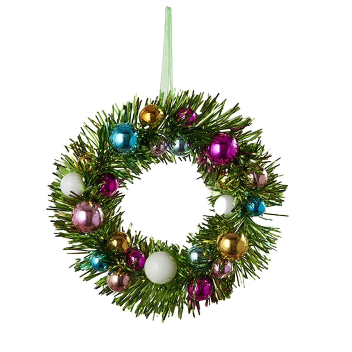Tinsel Wreath Ornament - Green