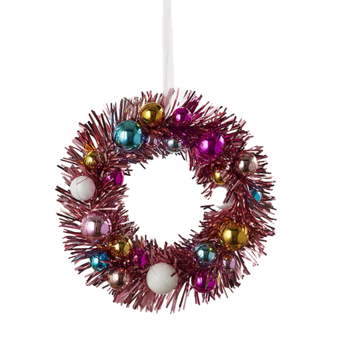 Tinsel Wreath Ornament - Pink