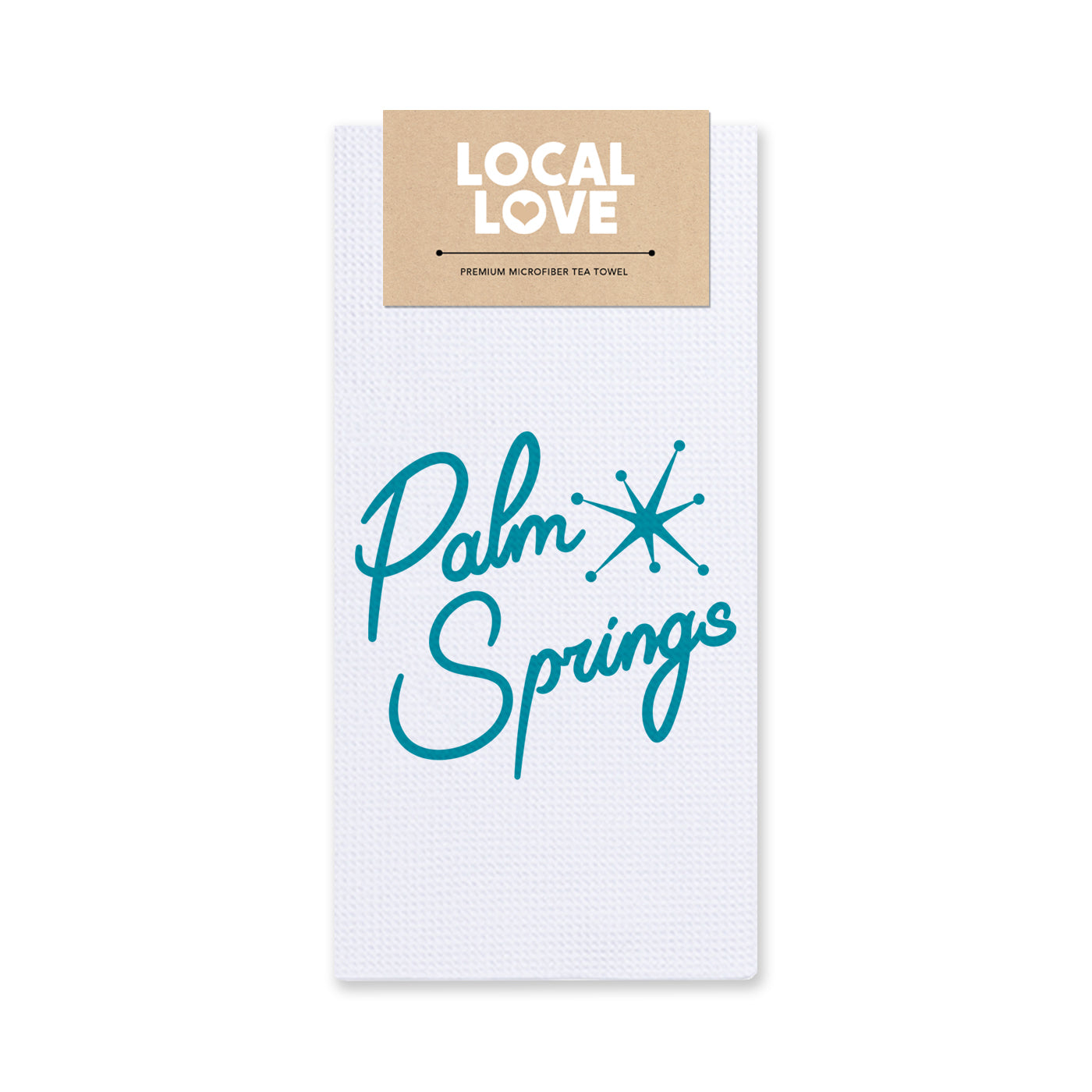 Blue Script Palm Springs Tea Towel