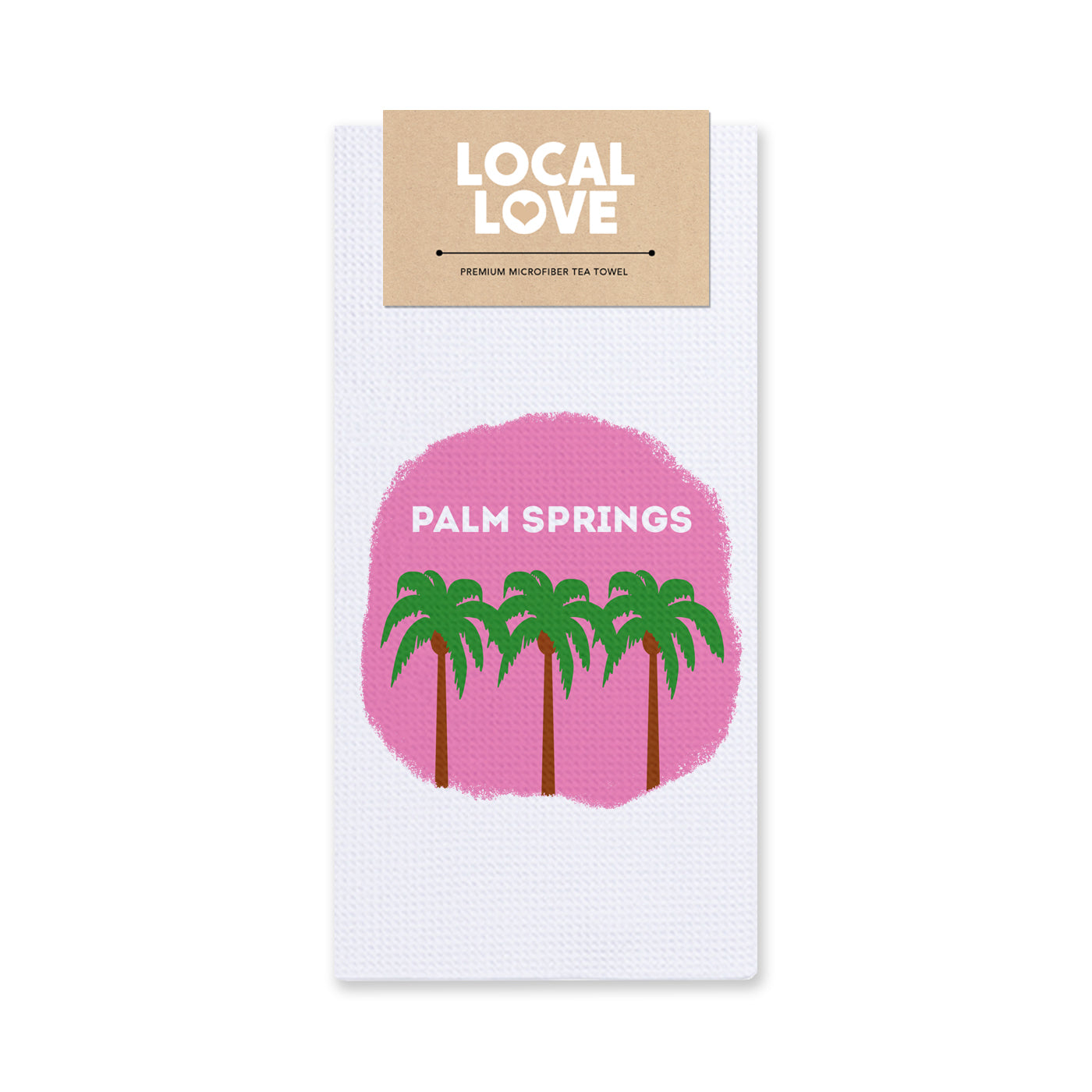 Pink Palm Trees Palm Springs Tea Towel