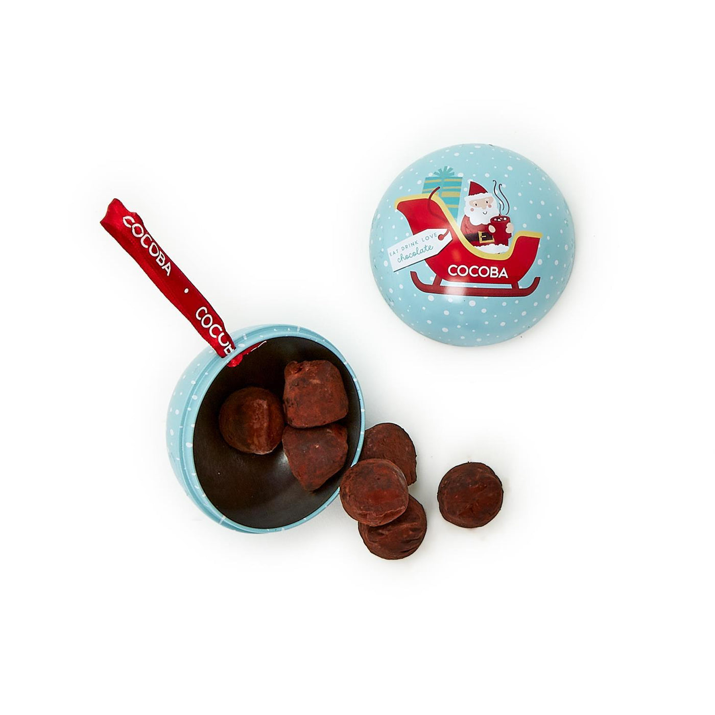 Cocoba Salted Toffee Truffles In Hanging Ornament Tin