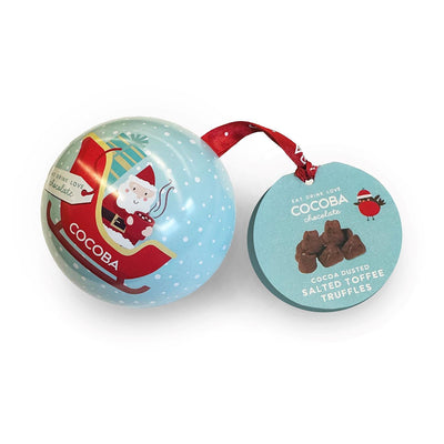 Cocoba Salted Toffee Truffles In Hanging Ornament Tin