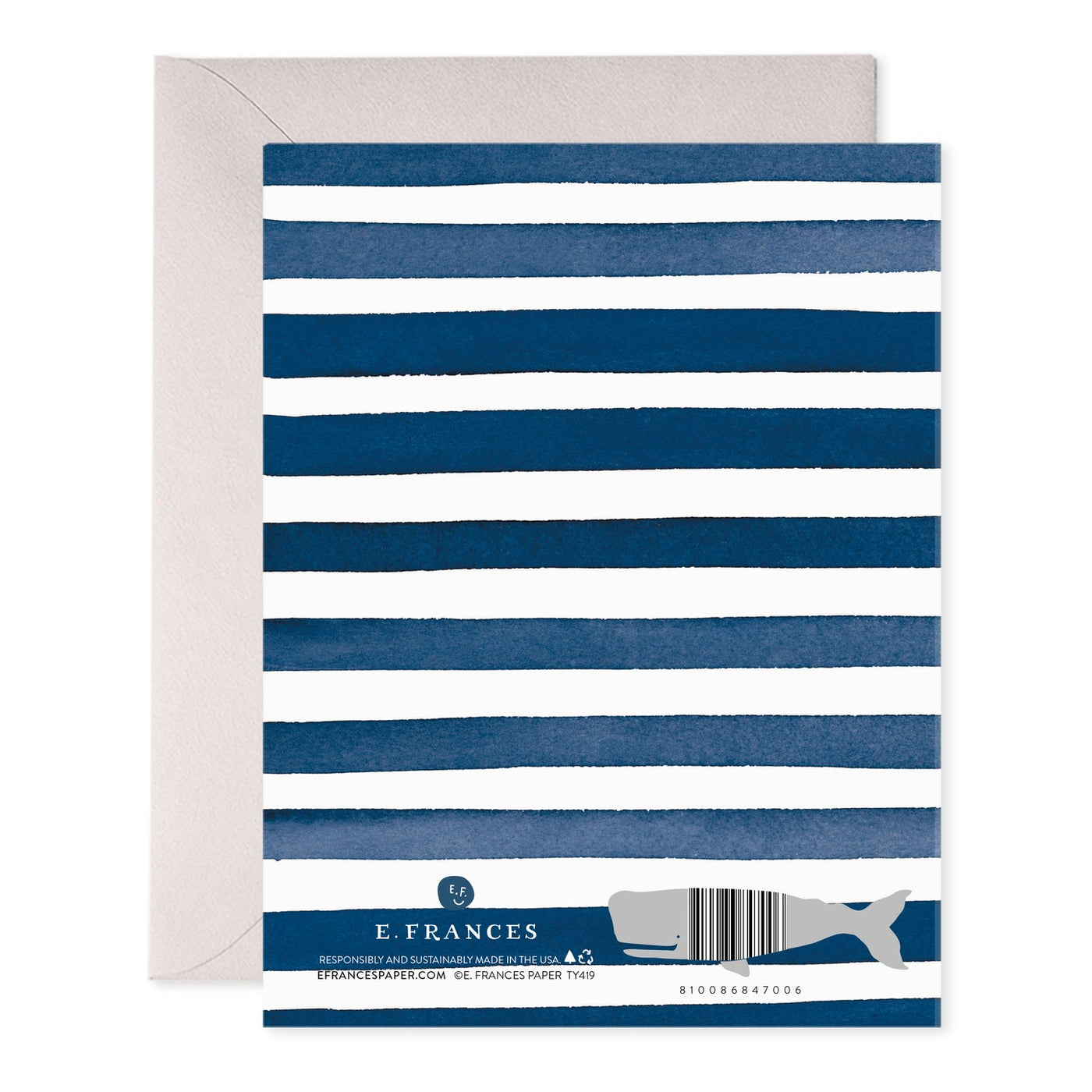 Navy Stripes Thank You Greeting Card