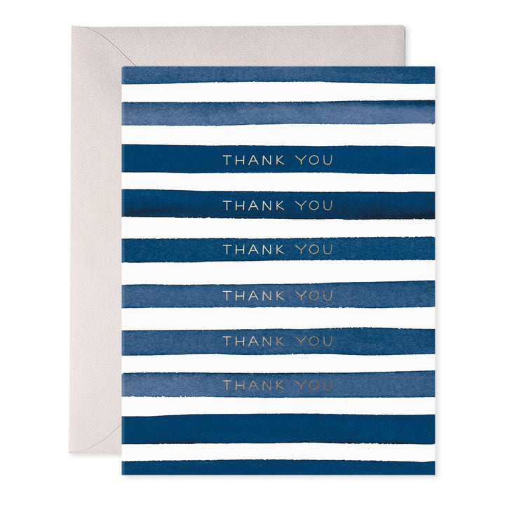 Navy Stripes Thank You Greeting Card