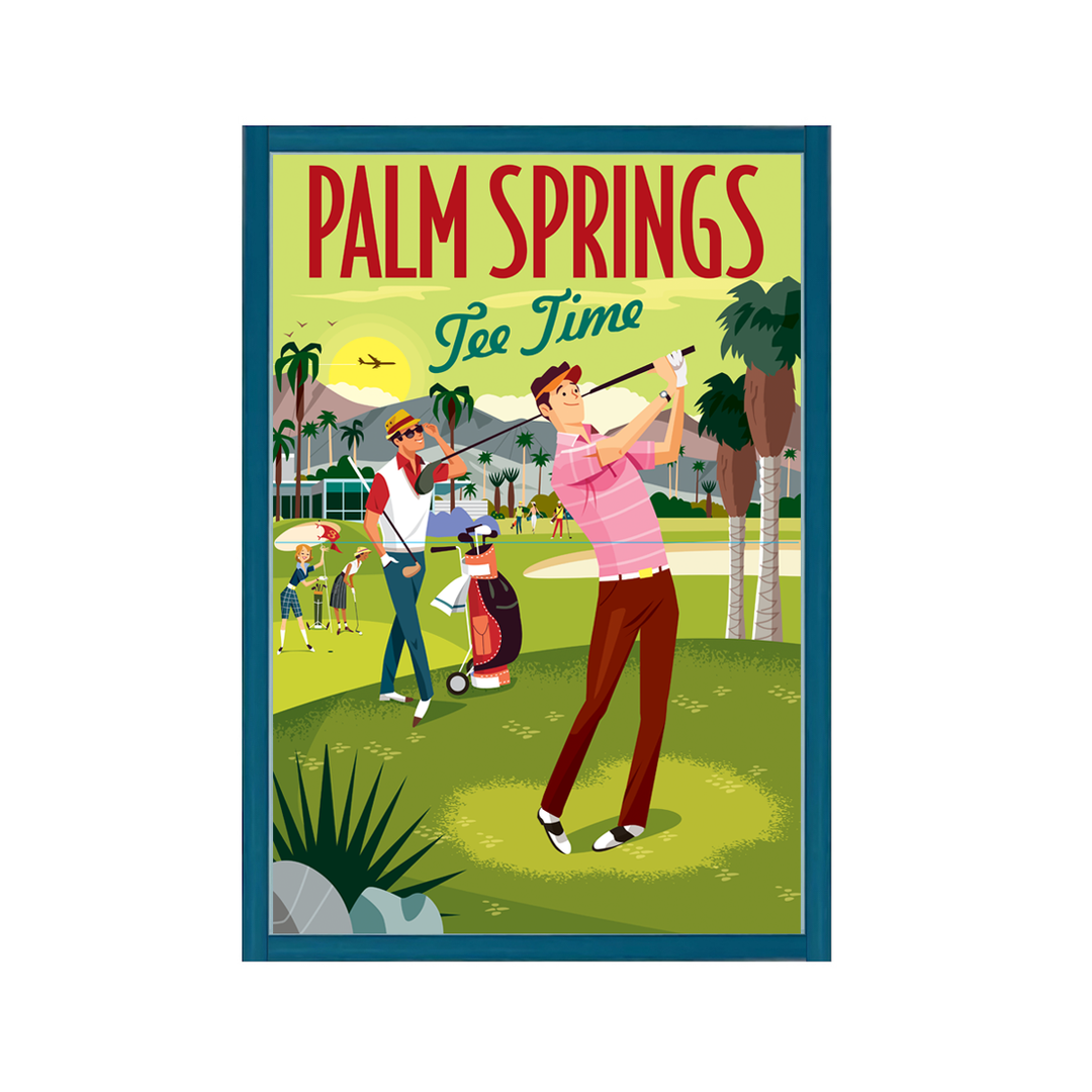 Print: Tee Time 8" x 12" (Blue Acrylic Framed)