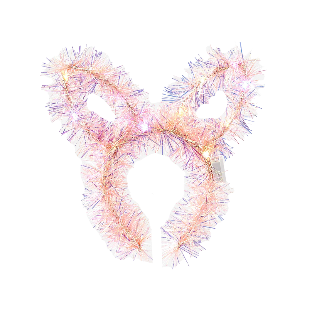 Tinsel Lighted Bunny Ear Headband - Pink