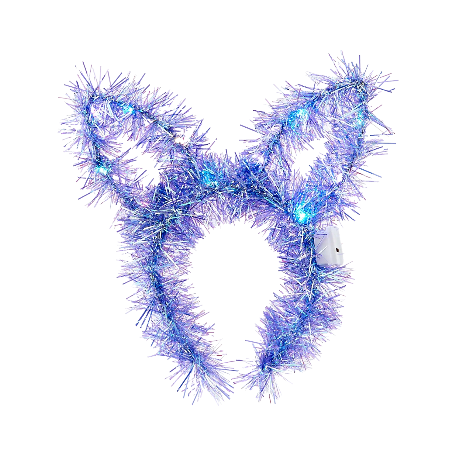 Tinsel Lighted Bunny Ear Headband - Blue