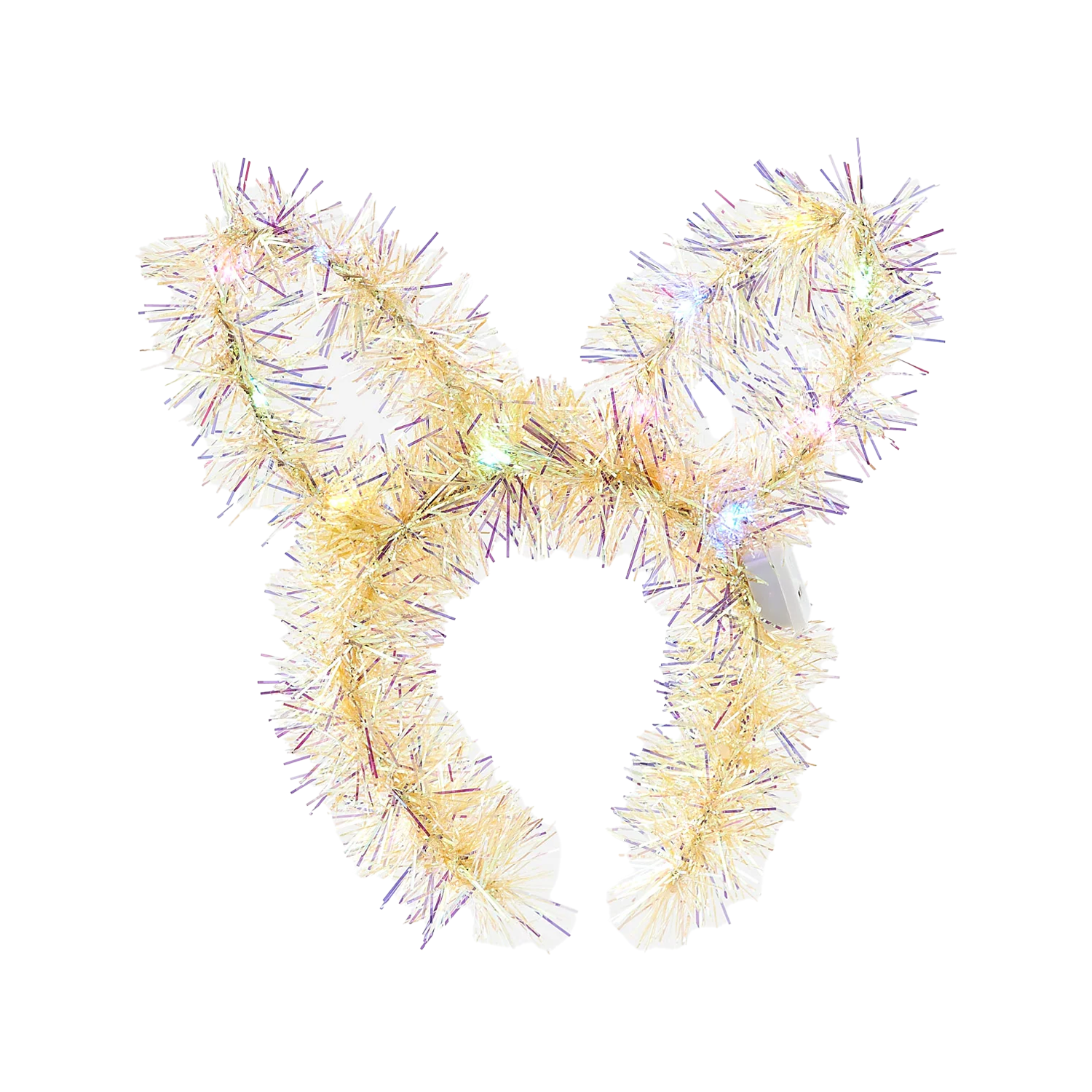 Tinsel Lighted Bunny Ear Headband - Yellow