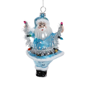 Tinsel Santa Ornament - Blue