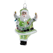 Tinsel Santa Ornament - Green