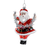 Tinsel Santa Ornament - Red