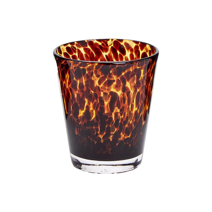 Tortoise Print Double Old Fashion Glass