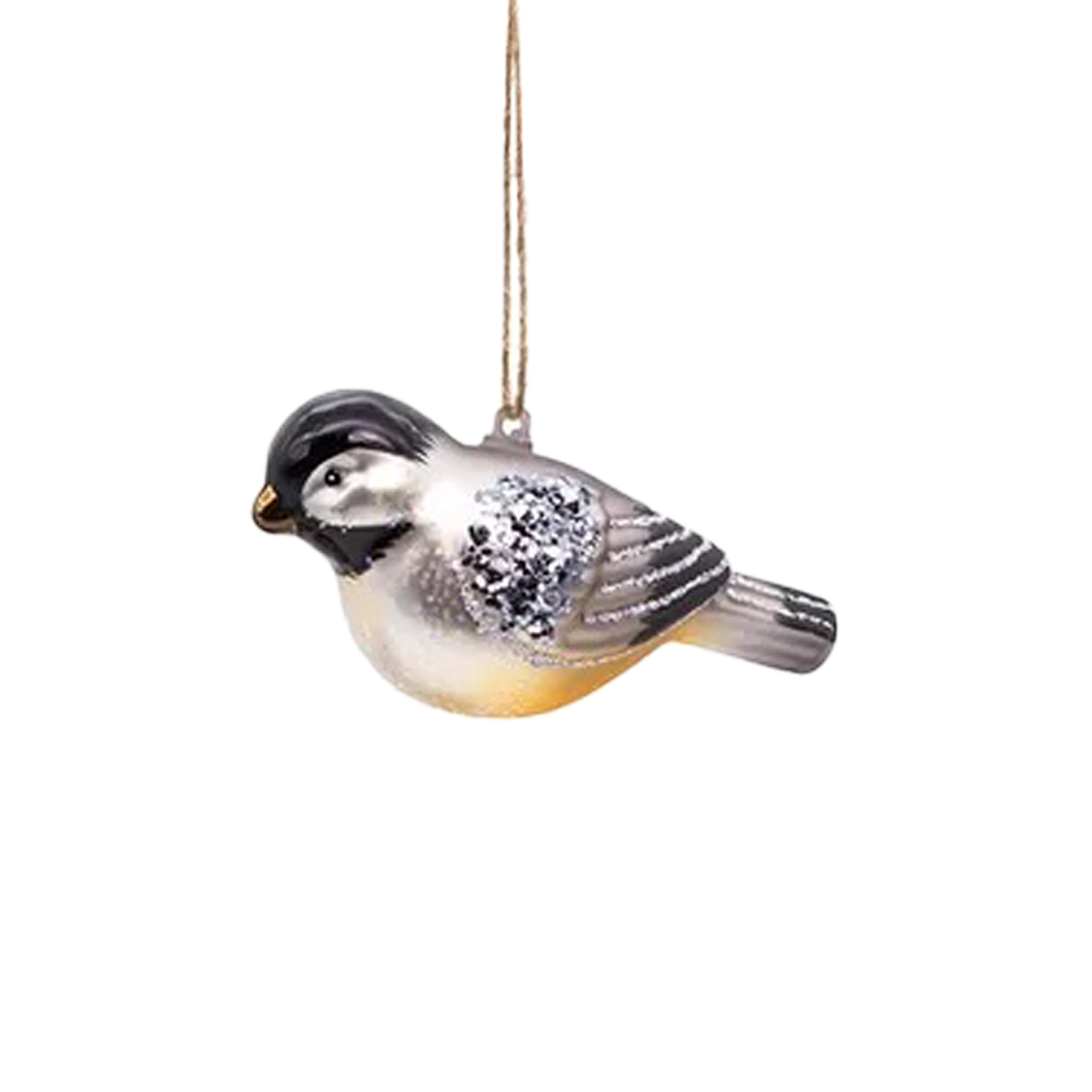 Traditional Bird Glass Ornament - Silver