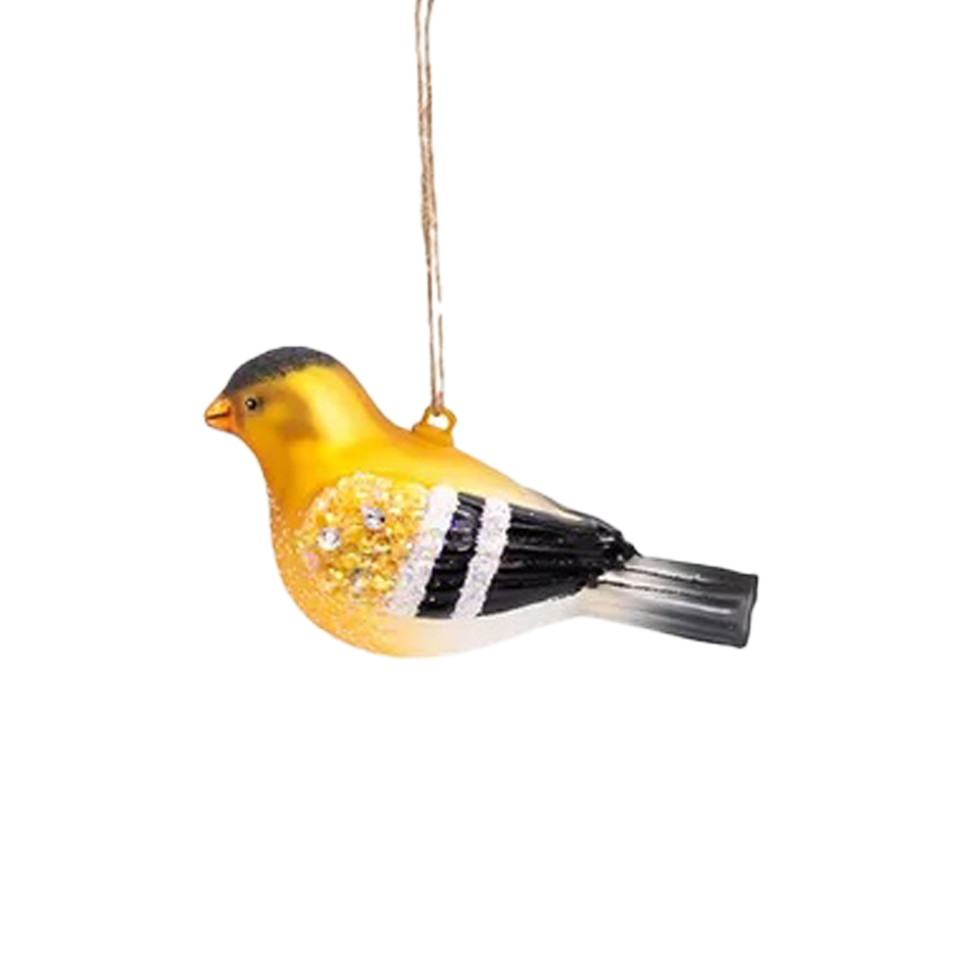 Traditional Bird Glass Ornament - Yellow