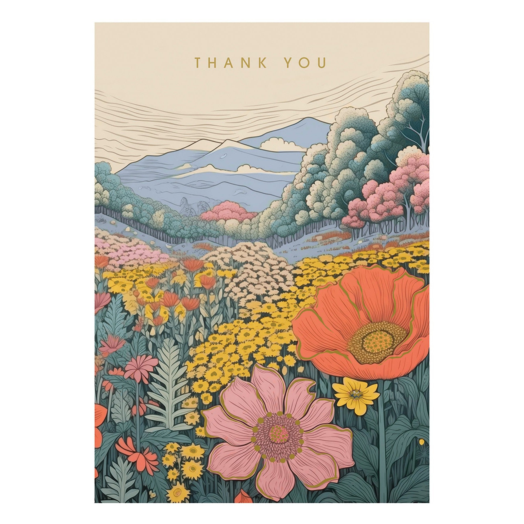 Mountain Blooms Thank You Greeting Card - Just Fabulous Palm Springs