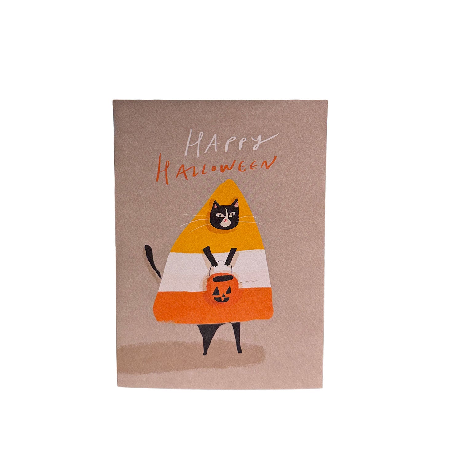 Candy Corn Cat Halloween Card