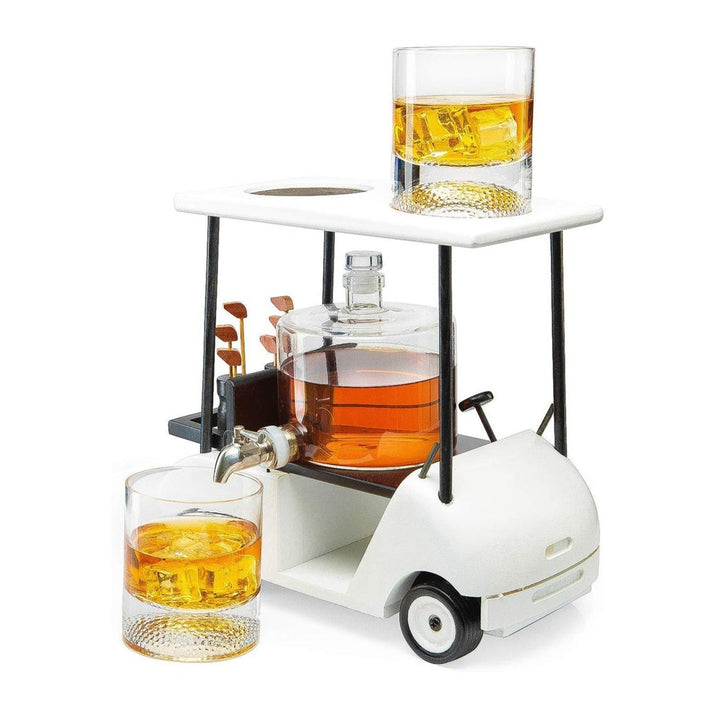 Golf Cart Decanter With Whiskey Glasses