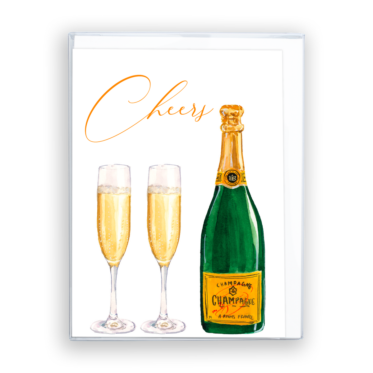 Champagne Bottle & Glasses Greeting Card