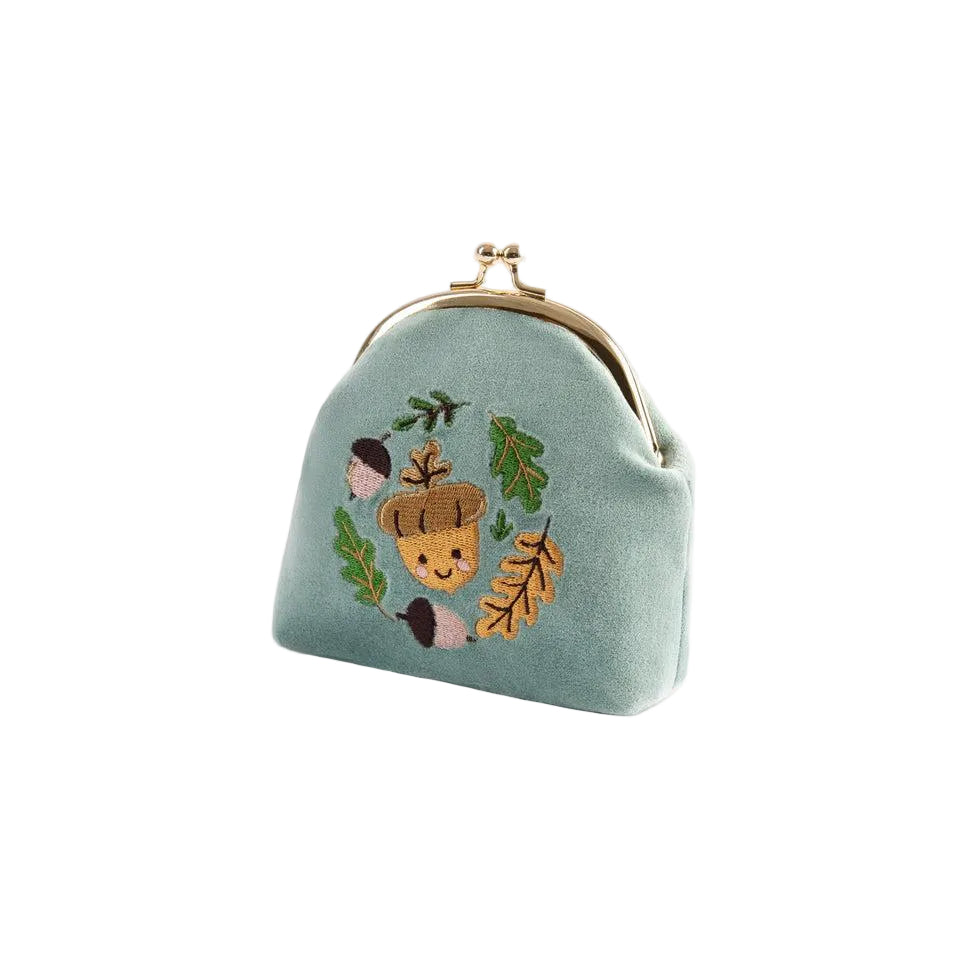 Happy Acorn Velvet Coin Purse