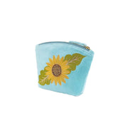 Summer Sunflower Embroidered Velvet Mini Pouch
