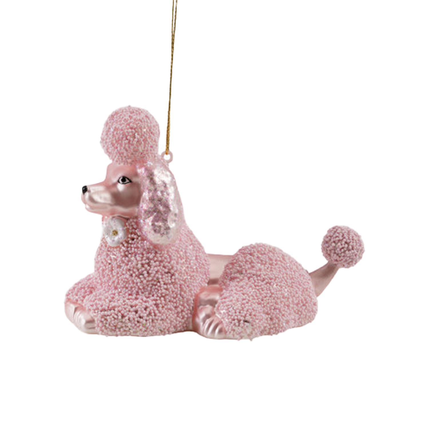 Vintage Pink Poodle Ornament - Laying Down