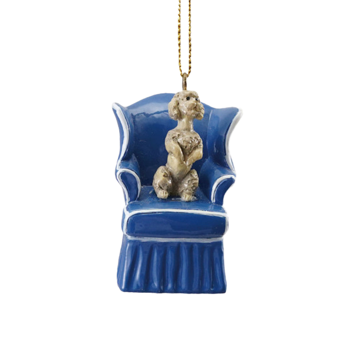 Vintage Dog In Chair Ornament - Dark Blue