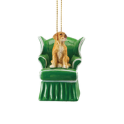 Vintage Dog In Chair Ornament - Green