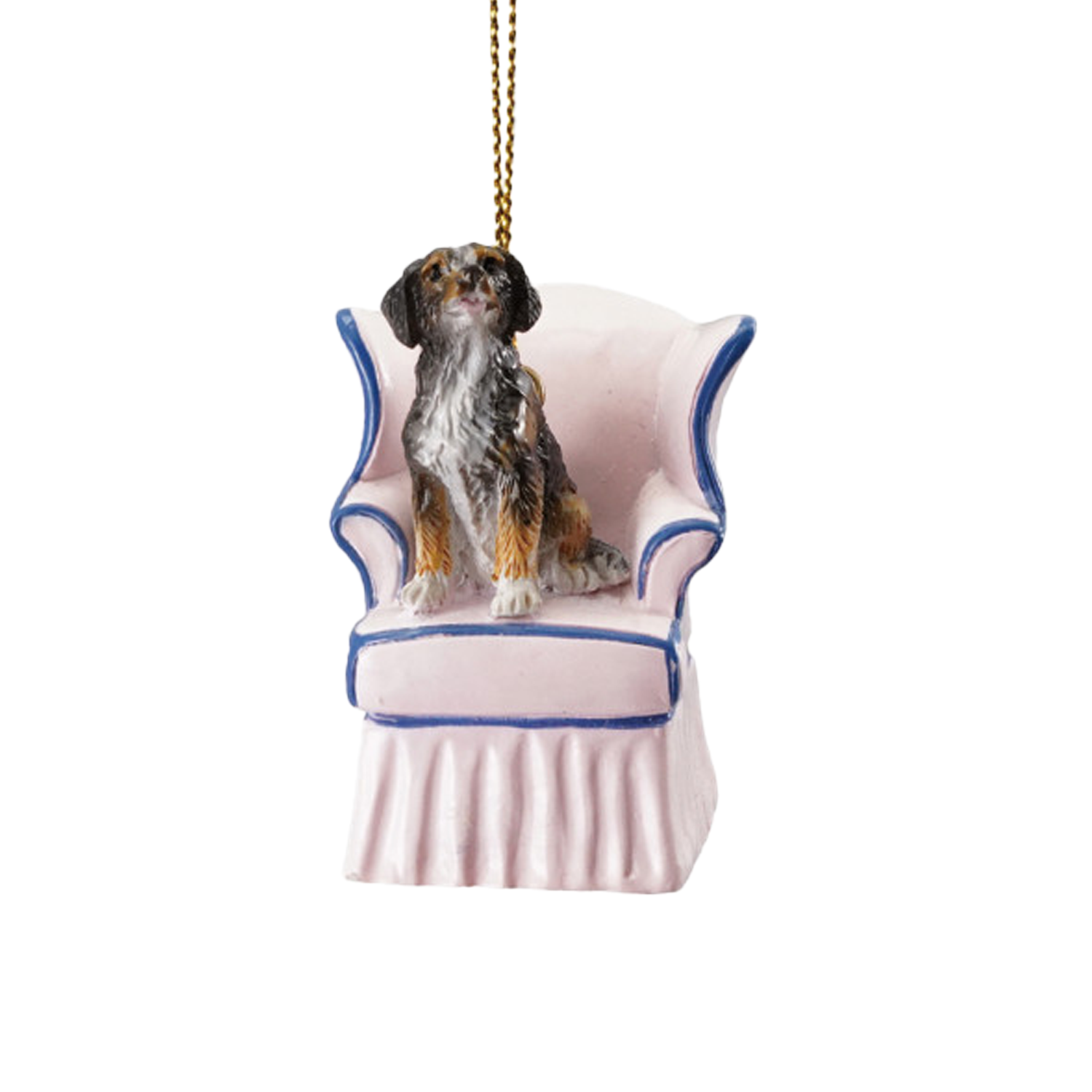 Vintage Dog In Chair Ornament - Pink