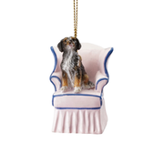 Vintage Dog In Chair Ornament - Pink