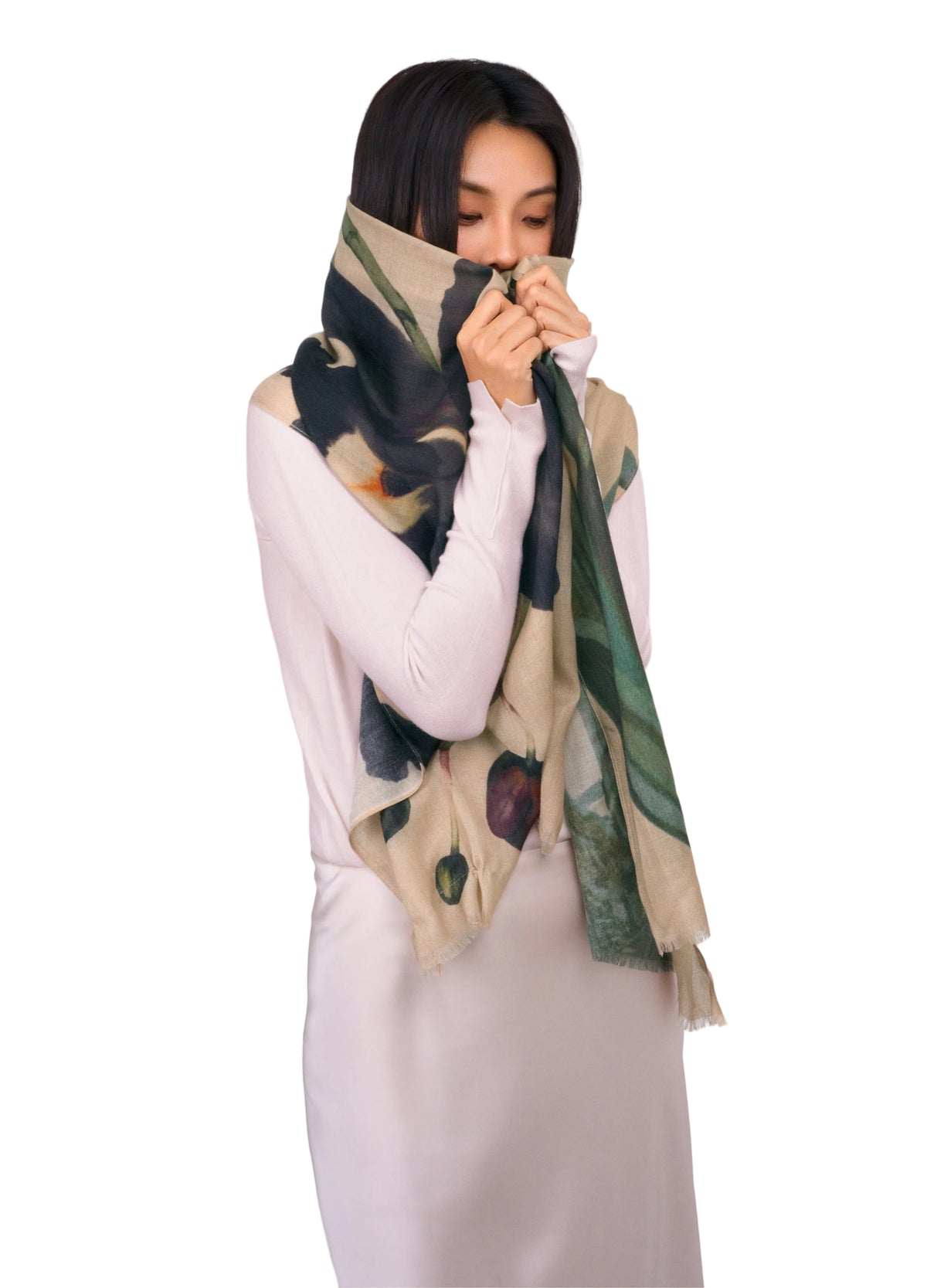 Midnight Orchid Wool Wrap Scarf
